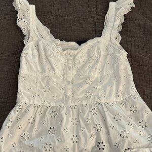 White Gap Blouse with Ruffled Straps - Size Medium